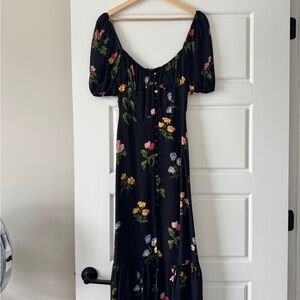 Reformation Black Maxi Dress with Floral Print